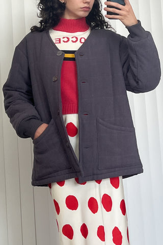 SAMPLE #204 - S Survival Linen Quilted Coat - Charcoal