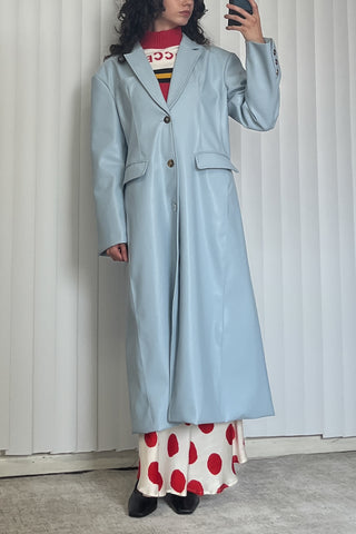 SAMPLE #72 - S Matrix Plant Leather Long Coat - Baby Blue