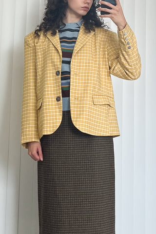 SAMPLE #82 - S Plaid Unisex Blazer - Yellow
