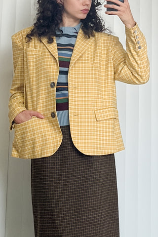 SAMPLE #82 - S Plaid Unisex Blazer - Yellow