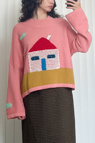 SAMPLE #67 - S/M "House" Pullover Sweater - Pink
