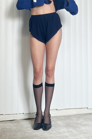 SAMPLE #77 - M Wool Blend Museum Lounge Shorts - Navy