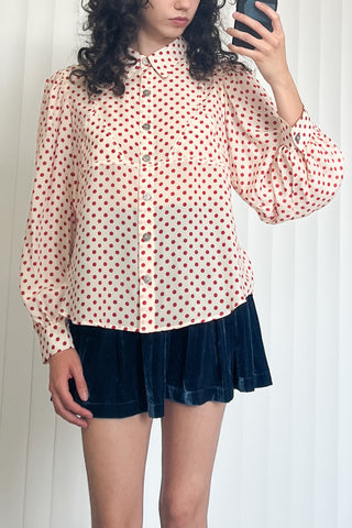 SAMPLE #110 - S Silk Bikini Bod Blouse - Red Polka Dot