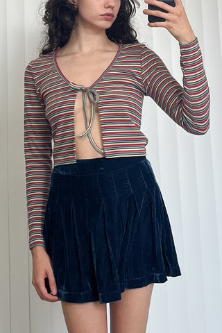 SAMPLE #39 -  S - Long Sleeve Front Tie Cardi - Red Stripe