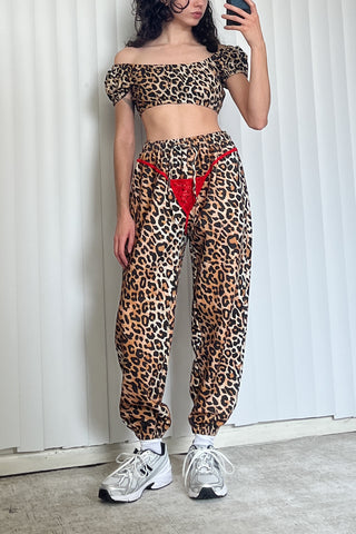 SAMPLE #54 - S Lace Bikini Bod Sweatpants - Leopard / Red