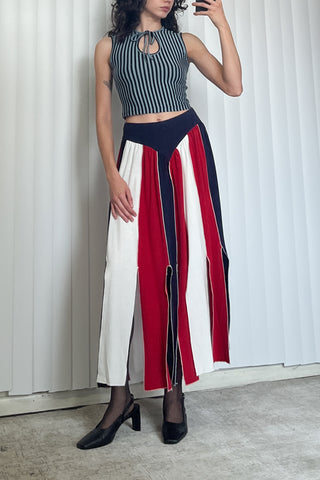 SAMPLE #78 - S Soft Linen Carwash Skirt - Red / White / Blue