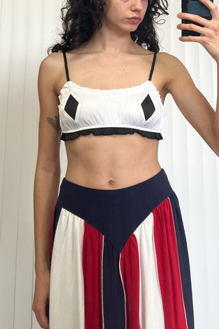 SAMPLE #47 - S Harlequin Satin Bra Top - Black / White