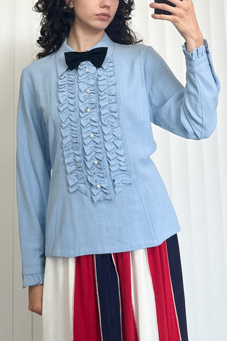 SAMPLE #118 - S Soft Linen Prom Blouse - Light Blue