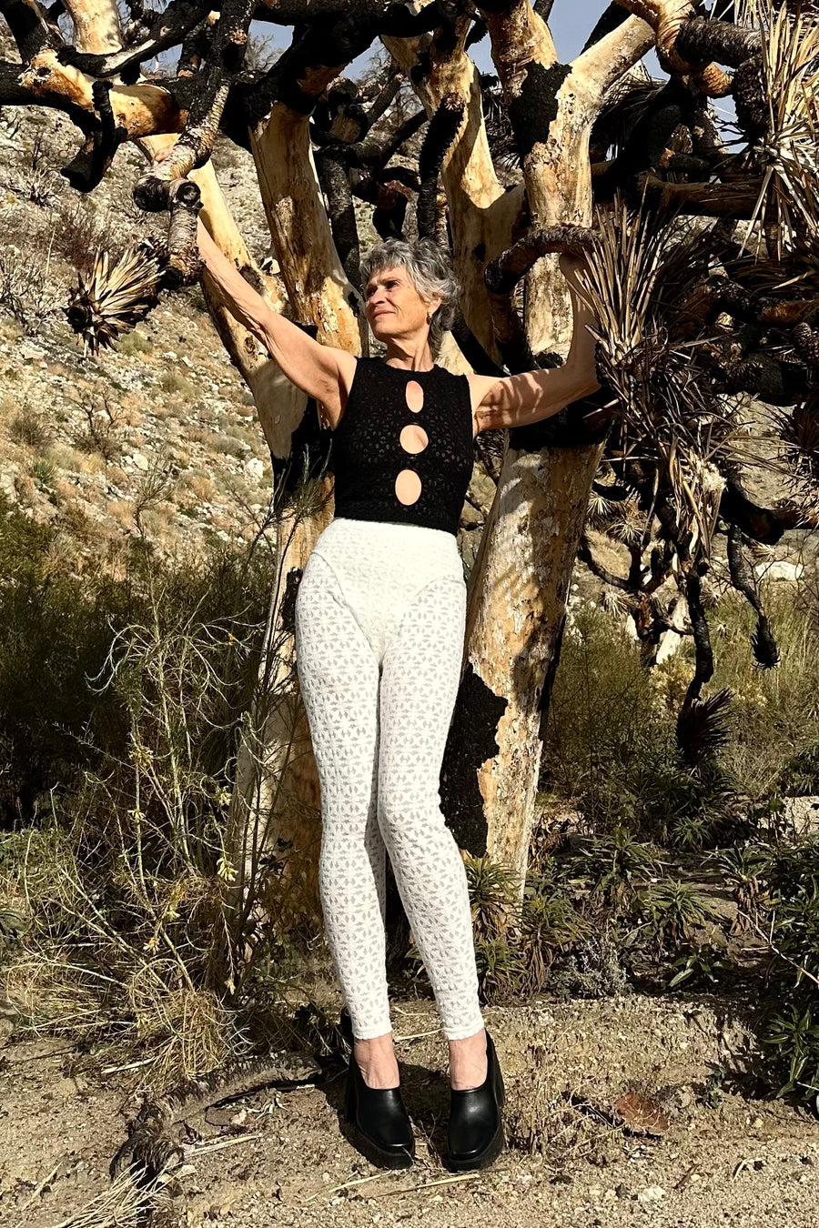 White Lace Thong Leggings