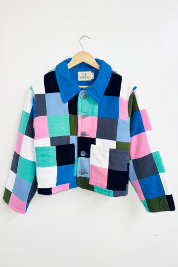 Scrap Patch Cropped Quilt Jacket Pastels