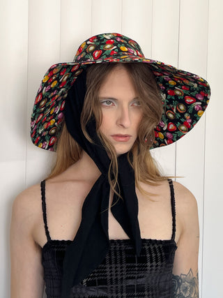 SAMPLE #197 -  Cotton Beach Hat Vegetable Medley - Black