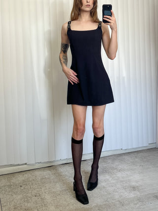 SAMPLE #140 - S Buckle Squareneck Mini Dress - Black