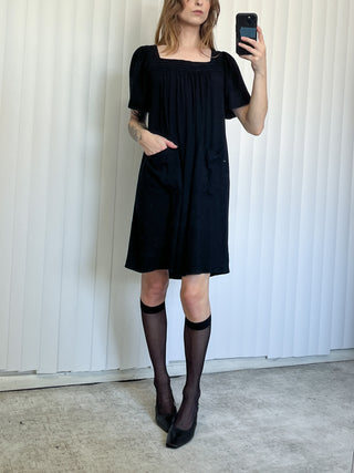 SAMPLE #151 - S Soft Linen Knee Length Dress - Black