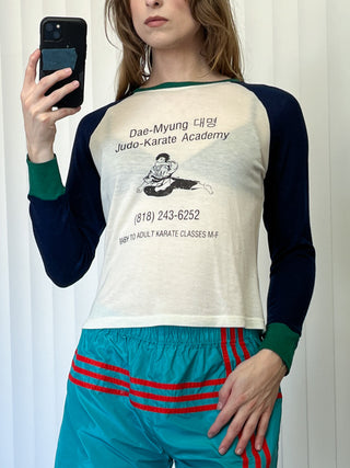 SAMPLE #166 - S Wool Blend Karate Academy Baseball Tee - White / Navy