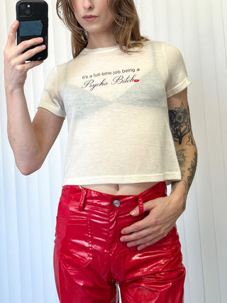 SAMPLE #172 - S Psycho Bitch Wool Blend Tee - White