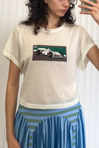 SAMPLE #92 - S Racecar Embroidered Tommy Tee - White