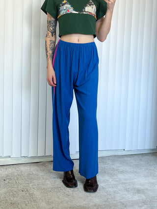 SAMPLE #207 - S Soft Linen Side Stripe Lazy Pants - Blue / Pink