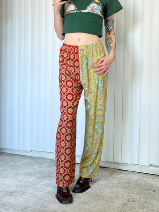 #8: XS Scrap Split Print Lazy Pants - Fancy Red Couch / Yellow Toile