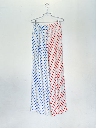 #14: S Scrap Split Print Lazy Pants - Blue Polka Dot / Red Polka Dot
