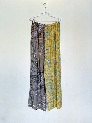 #17: L Scrap Split Print Lazy Pants - Forest Camo / Yellow Toile