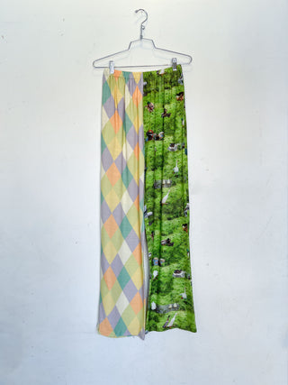 #22: S Scrap Split Print Lazy Pants - Pastel Harlequin / Ducks