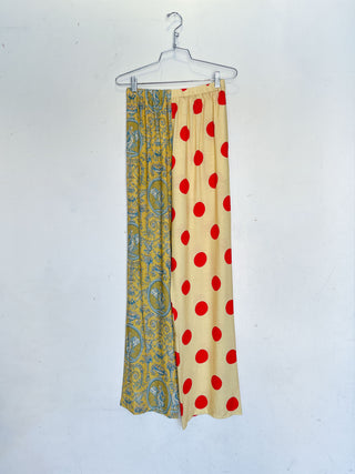 #24: S Scrap Split Print Lazy Pants - Yellow Toile / Big Polka Dot