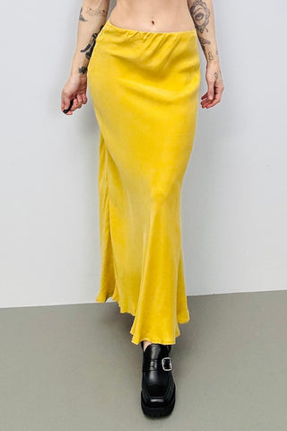SAMPLE #222 - S Yellow Cupro Maxi Skirt