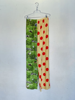 #29: M Scrap Split Print Lazy Pants - Ducks / Big Polka Dot