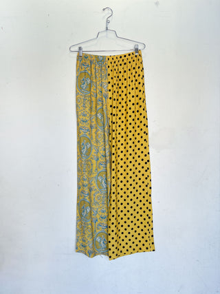 #33: M Scrap Split Print Lazy Pants - Yellow Toile / Polka Dot