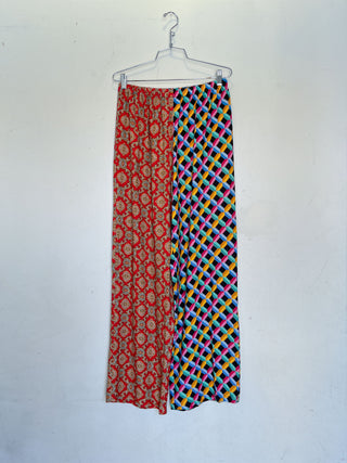 #36: L Scrap Split Print Lazy Pants - Fancy Red Couch / Screensaver
