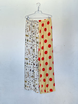 #40: L Scrap Split Print Lazy Pants - Bugs / Big Polka Dot