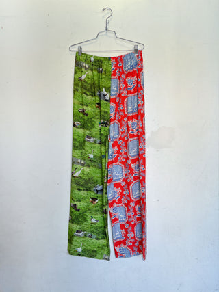#41: L Scrap Split Print Lazy Pants - Ducks / French Sex