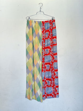#44: XL Scrap Split Print Lazy Pants - Harlequin / French Sex