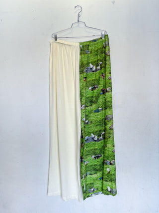 #47: 2X Scrap Split Print Lazy Pants - Cream / Ducks