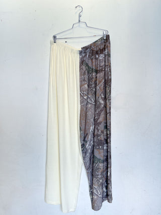 #48: 3X Scrap Split Print Lazy Pants - Cream / Forest Camo