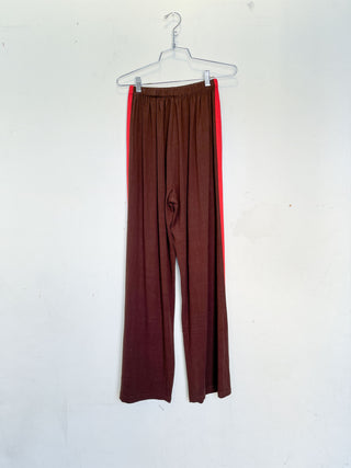 SAMPLE #208 - S Soft Linen Side Stripe Lazy Pants - Brown / Red