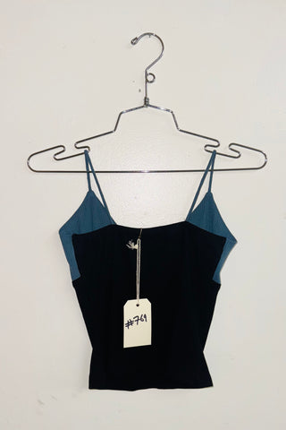SAMPLE #769 - S Black and Blue Tencel Tank