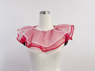 SAMPLE #212 - S Ruffled silk Organza Clown Collar - Red / White