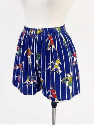 SAMPLE #223 - S Soft Linen Pull On Shorts - Soccer Stripe