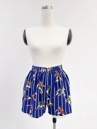 SAMPLE #223 - S Soft Linen Pull On Shorts - Soccer Stripe