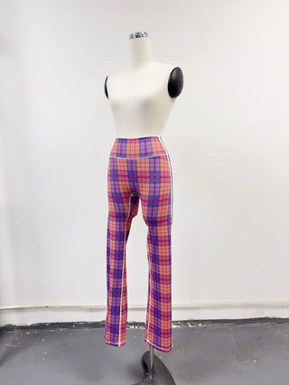 SAMPLE #226 - S Sporty Yoga Pants - Purple Plaid