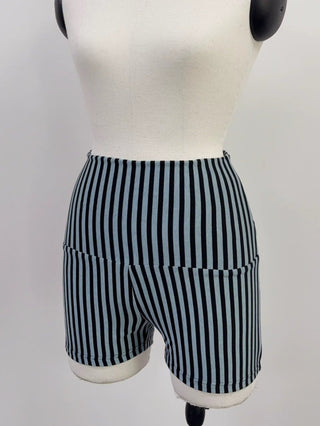 SAMPLE #224 - S Foldover Wool Blend Lounge Shorts - Blue Stripe