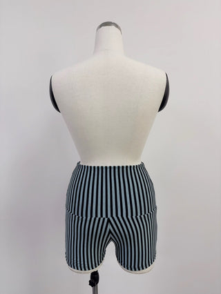 SAMPLE #224 - S Foldover Wool Blend Lounge Shorts - Blue Stripe