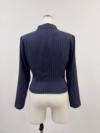 SAMPLE #256 - S Tencel Stripe Collared Blouse - Navy