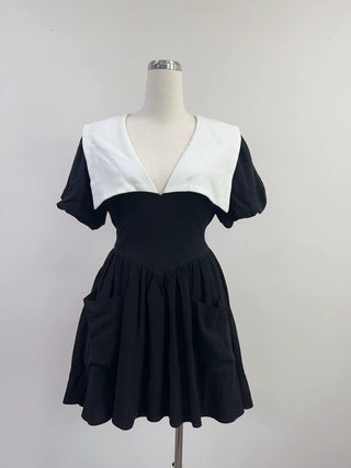 SAMPLE #280 - S Puritan Soft Linen Mini Dress Black - Black