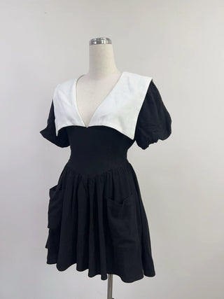 SAMPLE #280 - S Puritan Soft Linen Mini Dress Black - Black