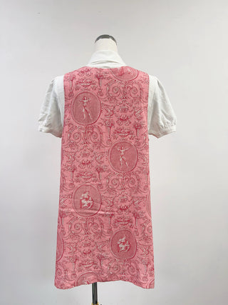 SAMPLE #278 - S Soft Linen Peter Pan Button Up Dress - Pink Toile