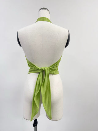 SAMPLE #233 - S Wool Blend Backless Halter - Green