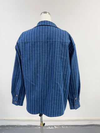SAMPLE #262 - Unisex S Railroad Stripe Denim 4 Pocket Jacket - Blue