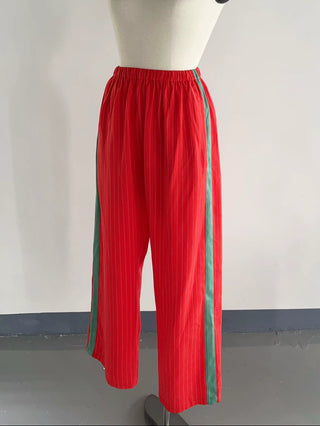 SAMPLE #228 - S Tencel Stripe Lazy Pants - Red Stripe / Mint